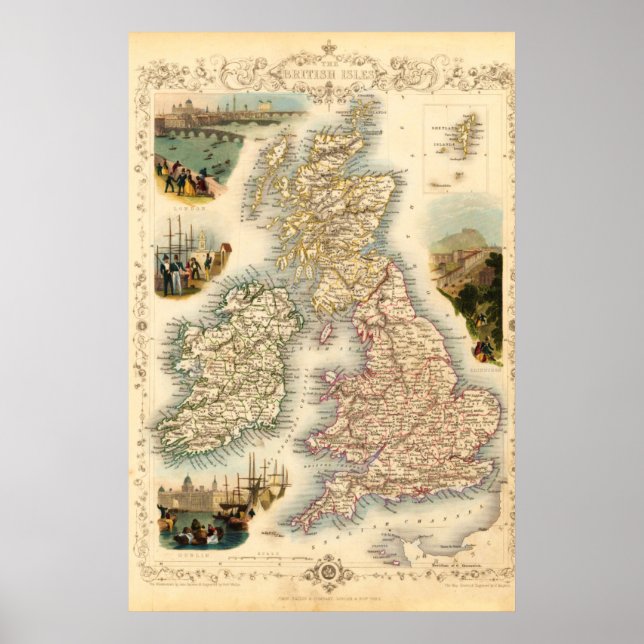 Vintage British Isle Map - 1850's Poster (Front)
