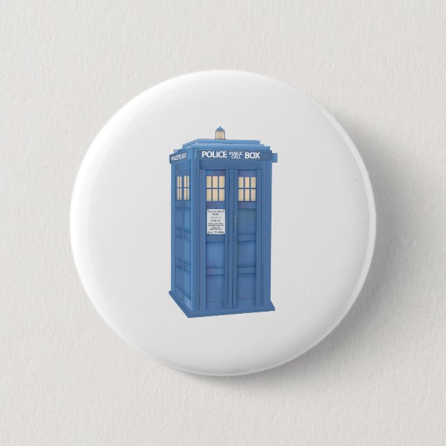 Vintage British Police Callbox 2 Inch Round Button (Front)