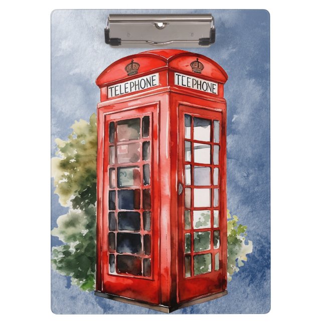 Vintage British Telephone Box Clipboard (Front)