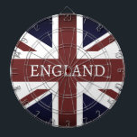 Vintage British Union Jack flag custom dartboard<br><div class="desc">Vintage British Union Jack flag custom dartboard. Patriotic design with faded UK flag of United Kingdom,  Great Britain,  England.</div>