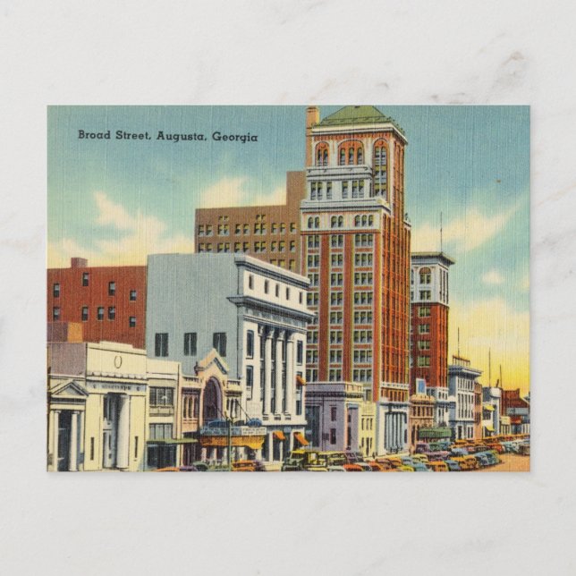 Vintage, Broad Street, Augusta, Georgia Postcard (Front)