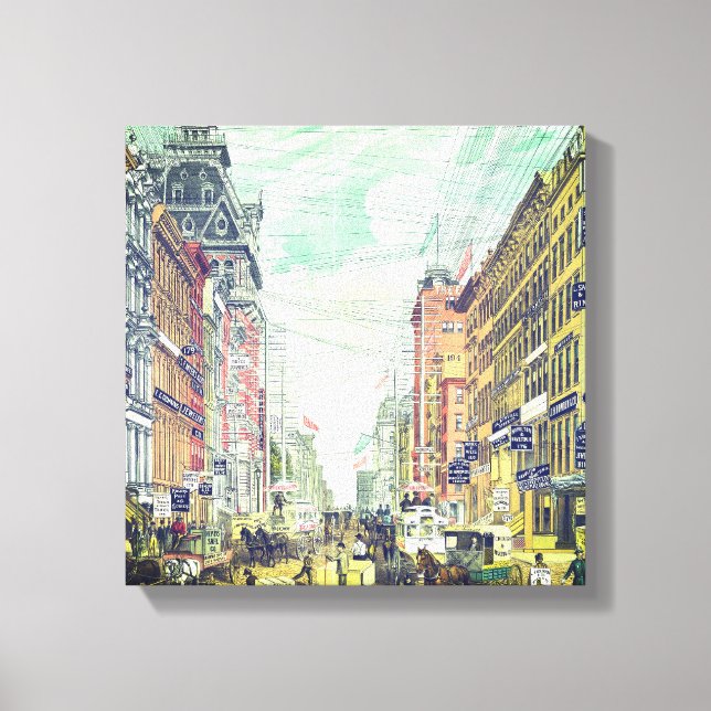 Vintage Broadway, NYC (1880s) Canvas Print (Front)