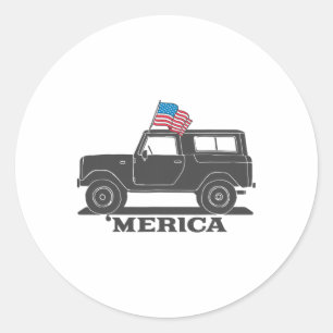 Vintage Bronco 4th Of July Merica Classic Round Sticker