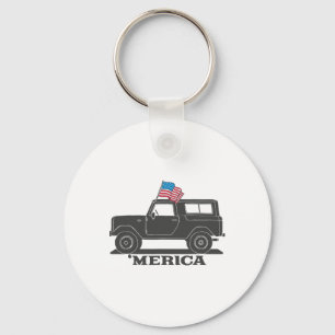Vintage Bronco 4th Of July Merica Keychain