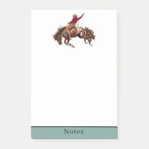 Vintage bronco rider post-it notes
