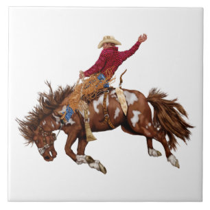 Vintage bronco rider tile