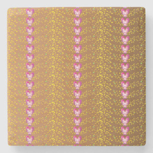 Vintage Bronze and Pink Floral Violets pattern Stone Coaster