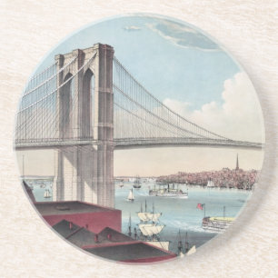 Vintage Brooklyn Bridge Art Coaster