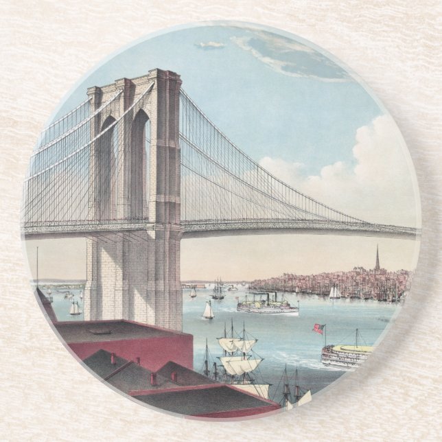 Vintage Brooklyn Bridge Art Coaster (Front)