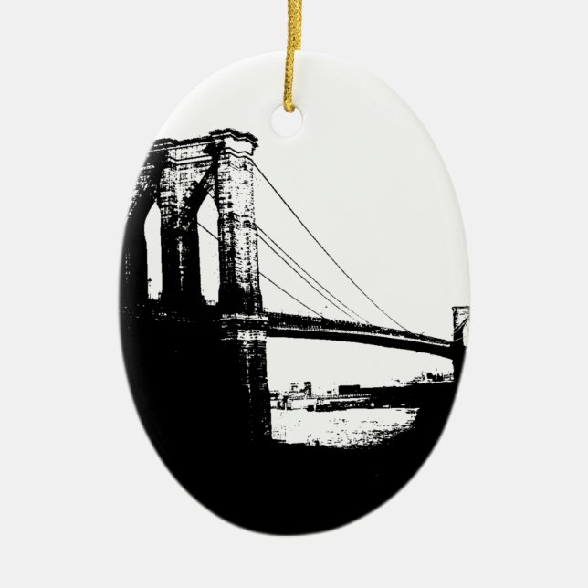 Vintage Brooklyn Bridge Ceramic Ornament (Front)