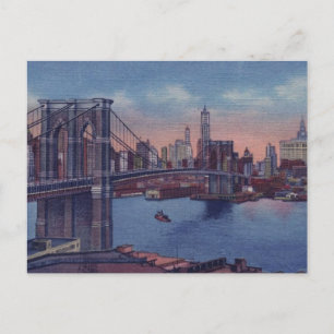 Vintage Brooklyn Bridge Holiday Postcard