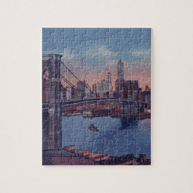 Vintage Brooklyn Bridge Jigsaw Puzzle (Vertical)