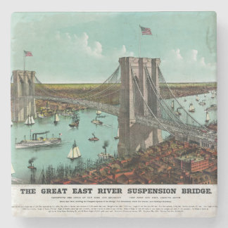 Vintage Brooklyn Bridge Lithograph  Stone Coaster