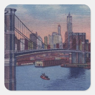 Vintage Brooklyn Bridge Square Sticker