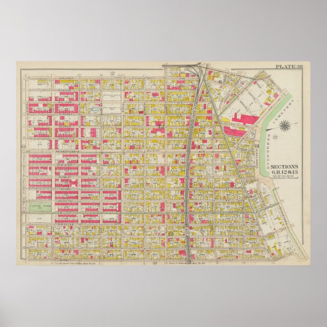 Vintage Brooklyn Map | George Washington Bromley Poster (Front)