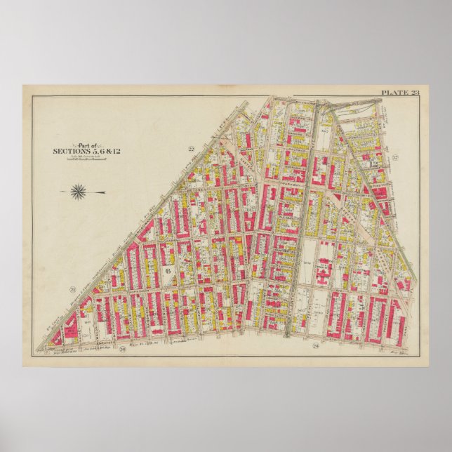 Vintage Brooklyn Map | George Washington Bromley Poster (Front)