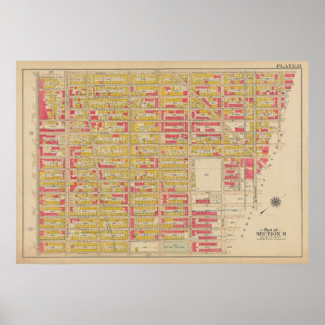 Vintage Brooklyn Map | George Washington Bromley Poster (Front)