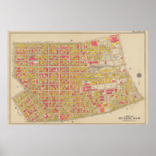 Vintage Brooklyn Map George Washington Bromley Poster