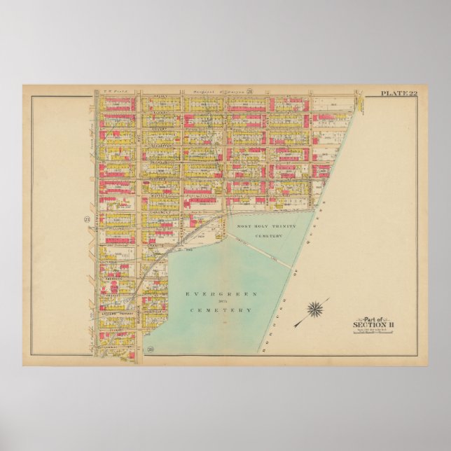 Vintage Brooklyn Map | George Washington Bromley Poster (Front)