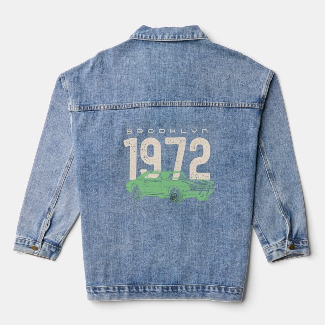 Vintage Brooklyn, NY Retro Car  Denim Jacket (Back)