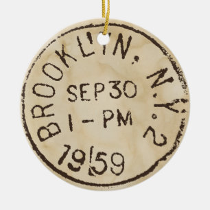 vintage brooklyn nyc new york city trendy postage ceramic ornament