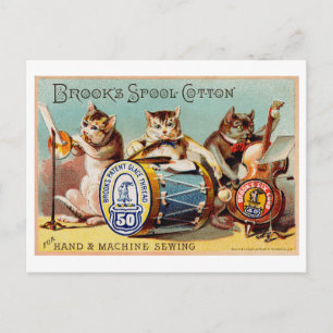 Vintage Brook's Spool Cotton Cat Advertisement Postcard