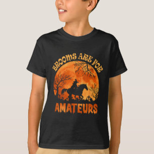 Vintage Brooms Are For Amateurs Halloween Horse Ri T-Shirt