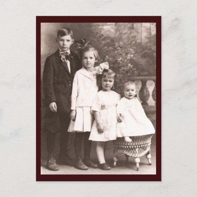 Vintage Brother & Sisters Postcard (Front)