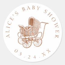 Vintage Brown Baby Carriage Baby Shower