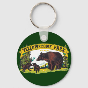 Vintage Brown Bears in Yellowstone National Park Keychain
