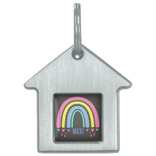 VINTAGE BROWN BOHO RAINBOW PET ID TAG