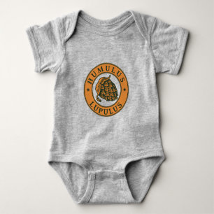 Vintage Brown Dark Green Hop Beer Ink Art Style Baby Bodysuit