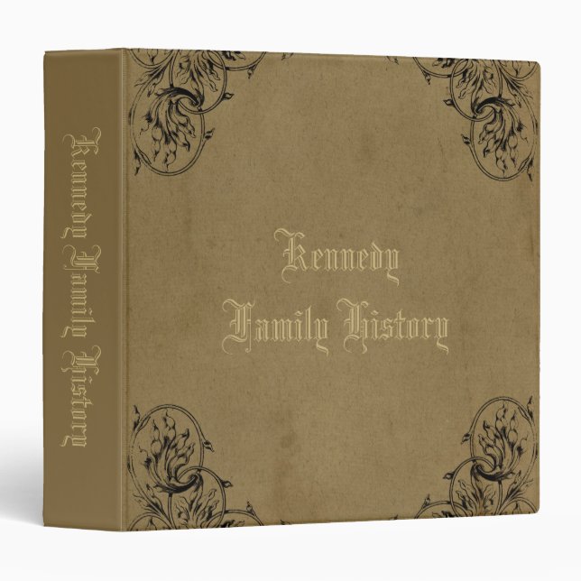 Vintage Brown Family History Custom Binder (Front/Spine)