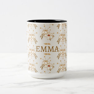 Vintage Brown Floral Botanical 15oz Mug