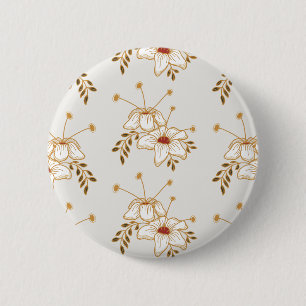 Vintage Brown Floral Botanical Round Button