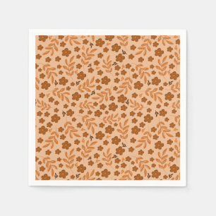 Vintage Brown Floral Paper Napkin Fall Party