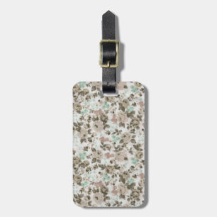 Vintage Brown Green Cute Roses Floral Pattern Luggage Tag