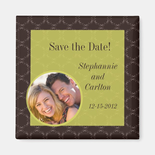 Vintage Brown/Green Wedding Announcement Magnet (Front)