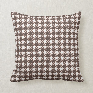 Vintage brown houndstooth throw pillow