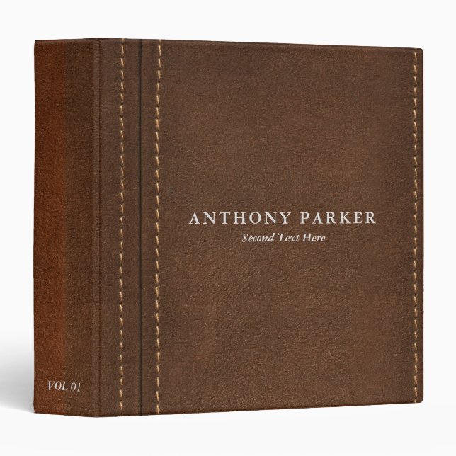 Vintage Brown Leather Look   Binder (Front/Spine)