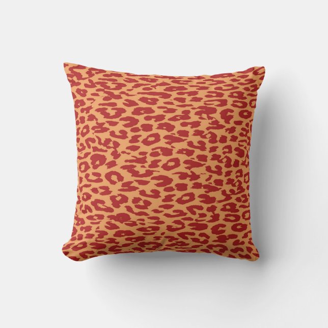 Vintage Brown Leopard Print Throw Pillow (Front)