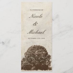 Vintage Brown Oak Tree Fall Wedding Program