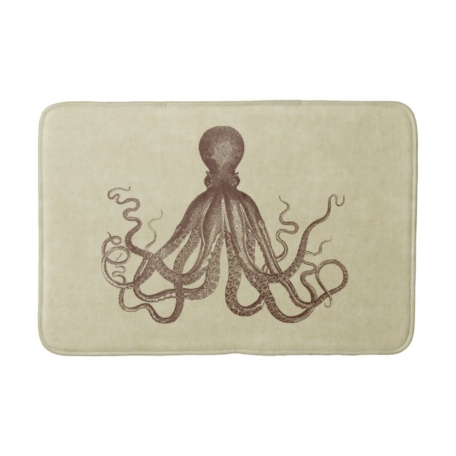 Vintage Brown Octopus Bath Mat (Front)