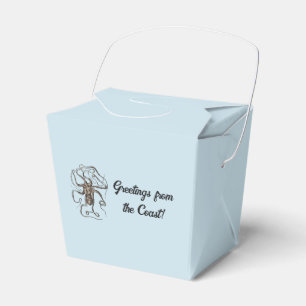Vintage Brown Octopus, Nautical Nature Art Sketch Favor Box