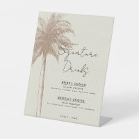 Vintage Brown Palm Tree Beach Signature Drinks Bar