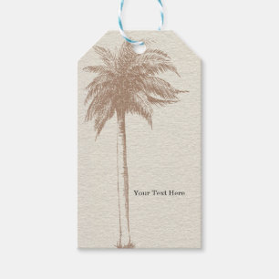 Vintage Brown Palm Tree Beach Wedding Favour Gift Tags