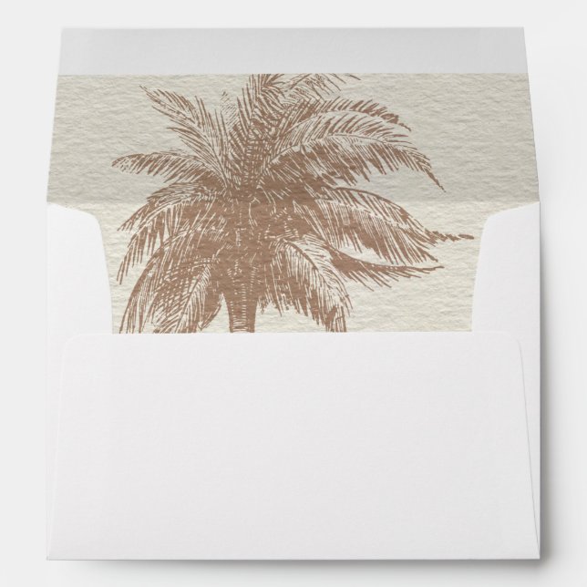 Vintage Brown Palm Tree Tropical Wedding   Envelope (Back (Bottom))