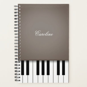 Vintage Brown Piano Keyboard Personalized Music Planner