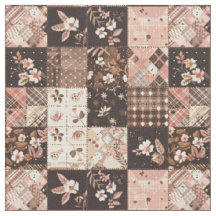 Vintage Brown Pink Cottagecore Farmhouse Quilt