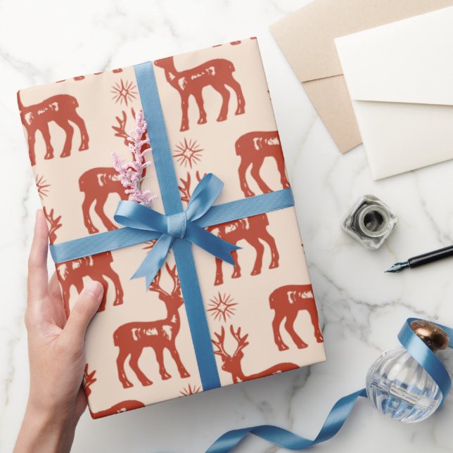 Vintage Brown Reindeer Christmas theme  Wrapping Paper (Gifting)